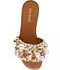 Steve Madden embellished slide sandal side view with pearl and crystal ornament strap