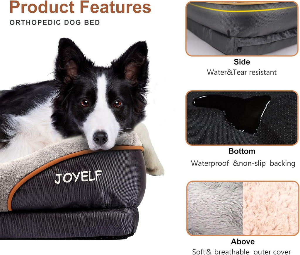 Orthopedic dog bed: water-resistant sides, bottom anti-slip backing