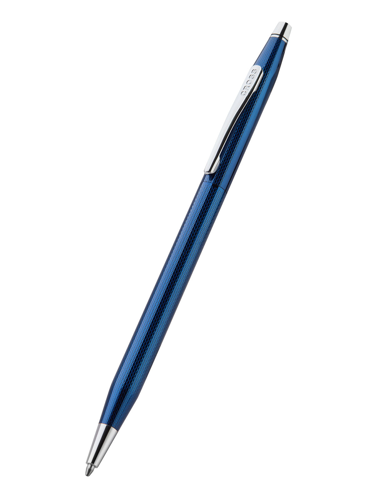 Classic Century ballpoint pen, blue translucent finish with engraved diamond pattern