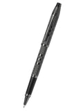 Midnight black rollerball pen with textured grip and clip