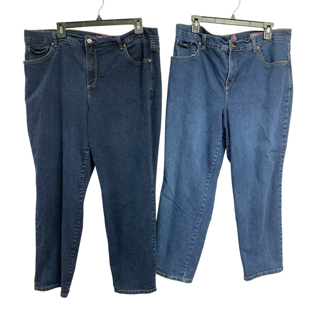 Plus size Amanda denim jeans in blue wash with front pockets and button fly
