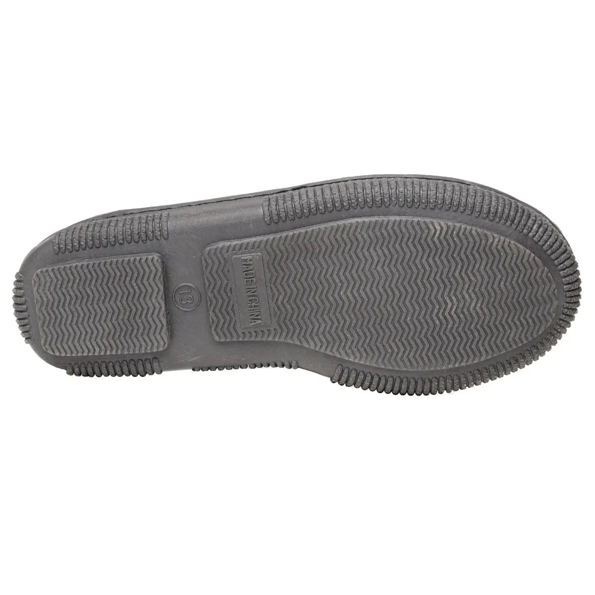 Children's charcoal suede slipper outsole with textured rubber tread