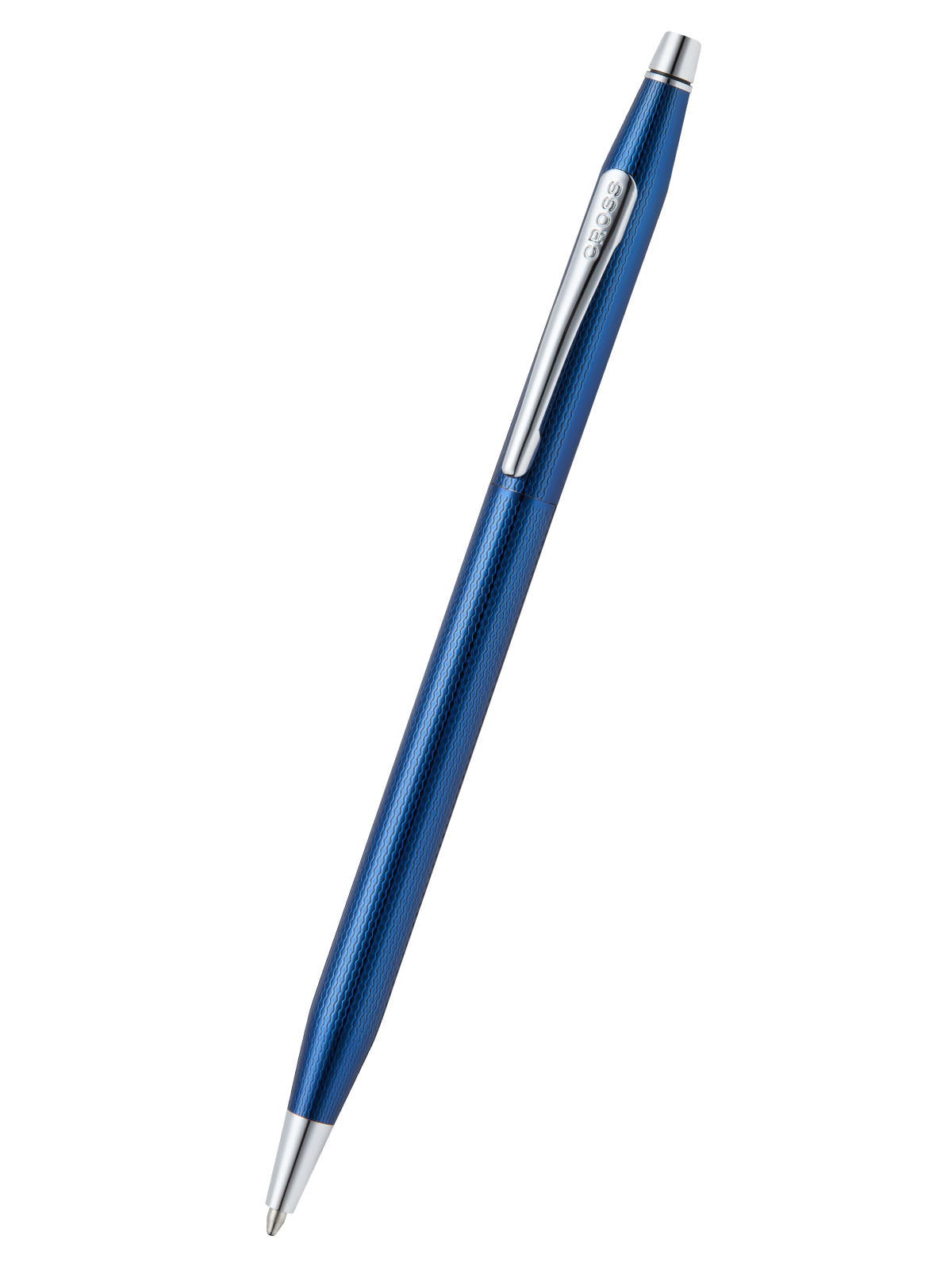 Classic Century ballpoint pen, translucent cobalt blue engraved diamond pattern