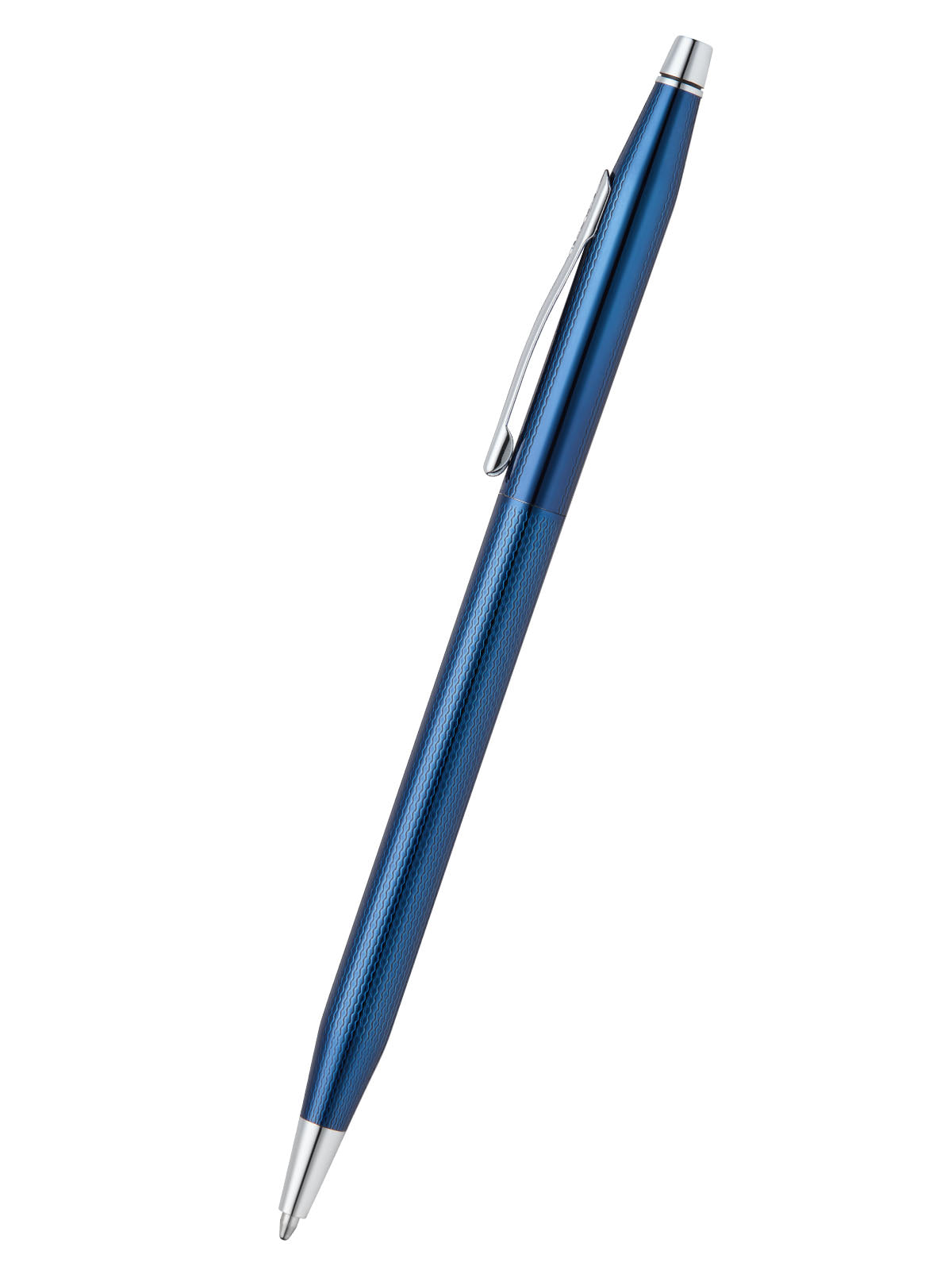 Classic Century ballpoint pen, translucent cobalt blue barrel with diamond engraving