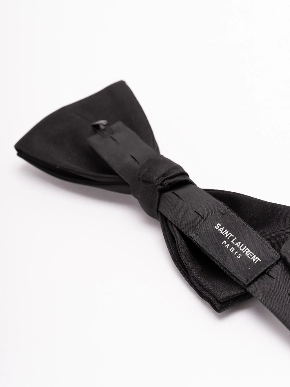 Saint Laurent men’s bow tie, black bow with “SAINT LAURENT PARIS” label