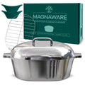 Stainless oval Dutch oven with matching lid and side handles