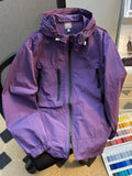 Lightweight hooded windbreaker jacket in purple with full zip and flap chest pockets