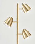 Brass floor lamp with four cone light shades facing different directions