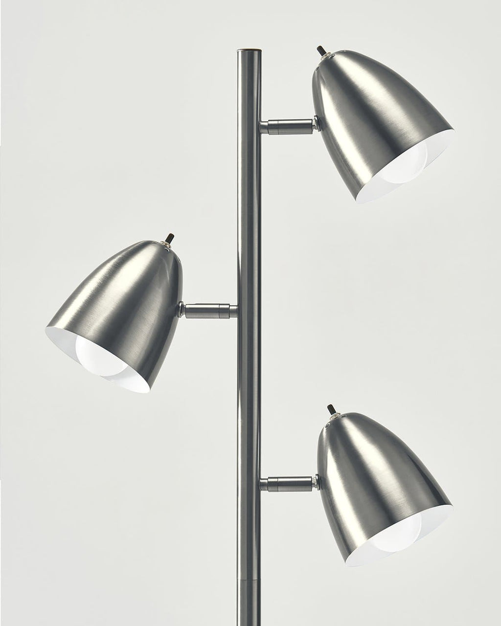 Nickel Jacob floor lamp with four adjustable dome shades on vertical pole