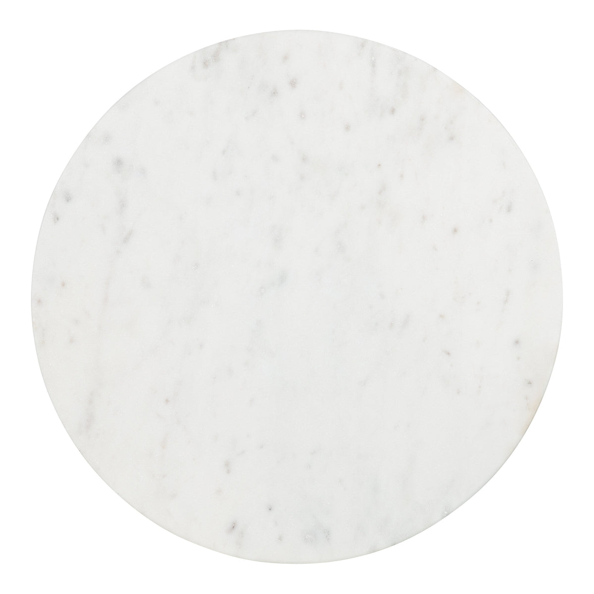 Round white marble tabletop with subtle gray veining