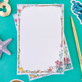 Sea-themed memo notepad page with dotted writing area and braided border