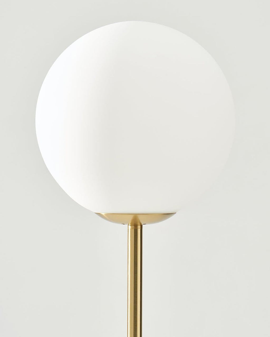 Frosted white globe LED lamp shade with antique brass socket neck