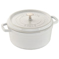 Staub® white enameled cast iron Dutch oven with lid and side handles