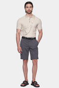 Men's dark grey summer shorts with belt loops and black waistband
