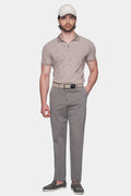 Men's graphite chino pants, zip fly, belt loops, straight leg