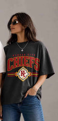 Dark graphic T-shirt with Chiefs shield logo and large CHIEFS lettering