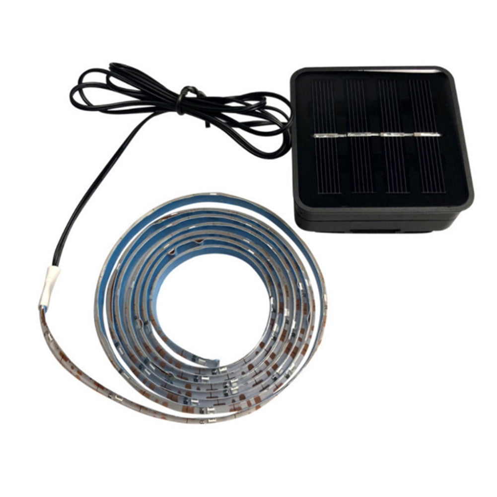 Coiled silver LED rope light with black solar panel and cable for basketball hoop