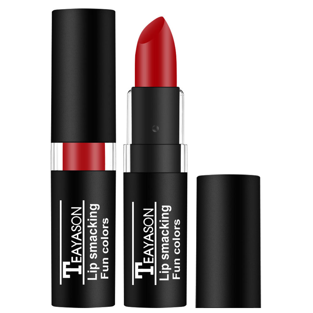 Red lipstick in a silver-trimmed black tube, with another lipstick tube