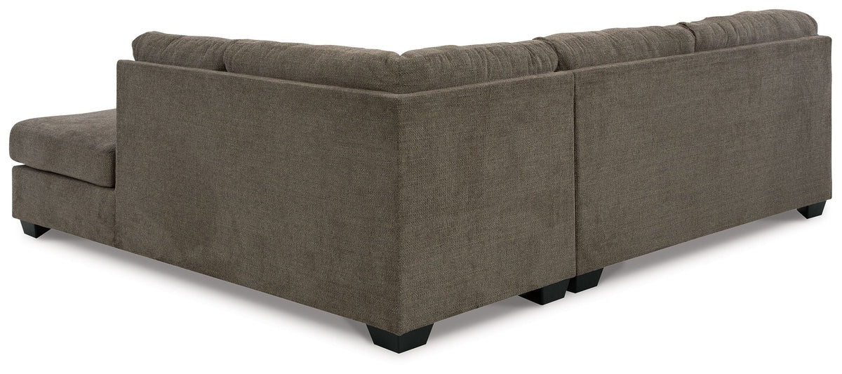 Dark brown sectional sofa with corner chaise and squared armrests