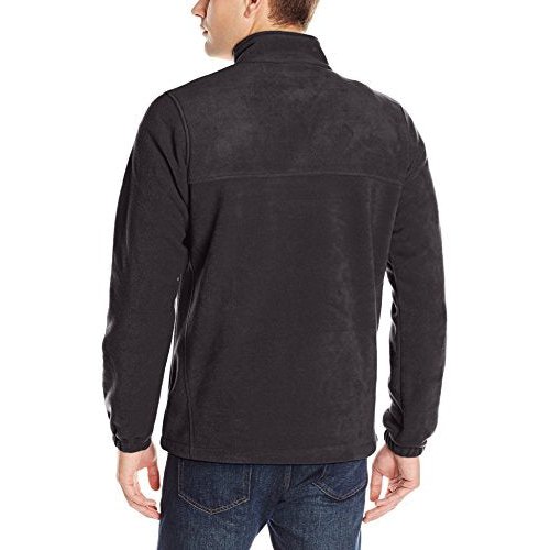 Mens half-zip fleece pullover back view with stand collar, dark charcoal