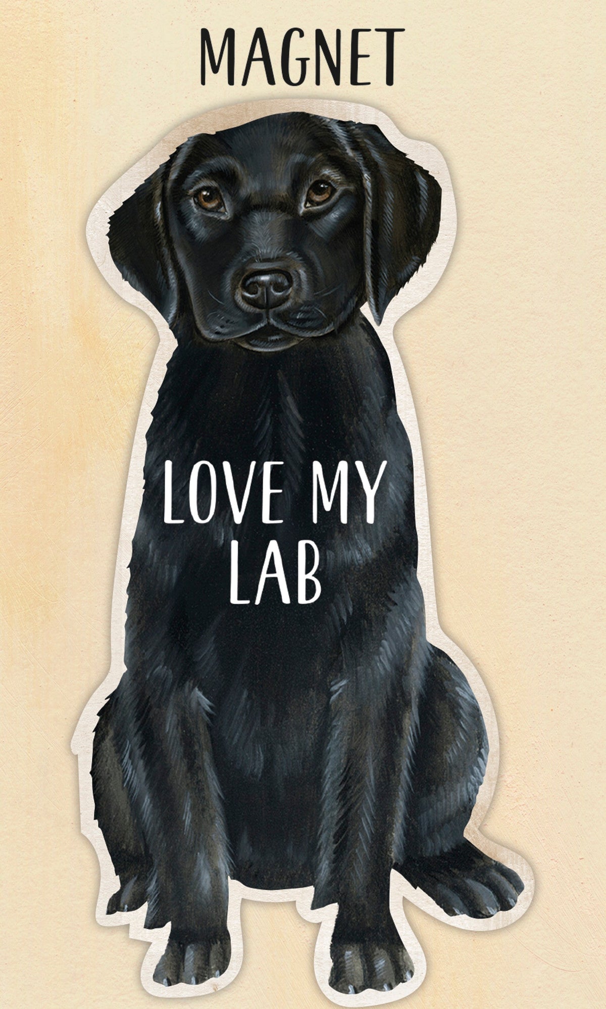 Magnet with black lab dog graphic and LOVE MY LAB text