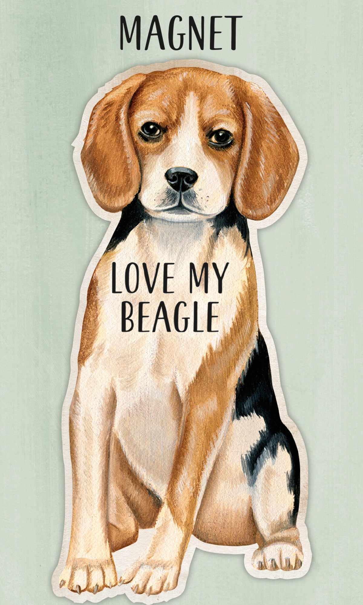 Beagle dog refrigerator magnet with LOVE MY BEAGLE text