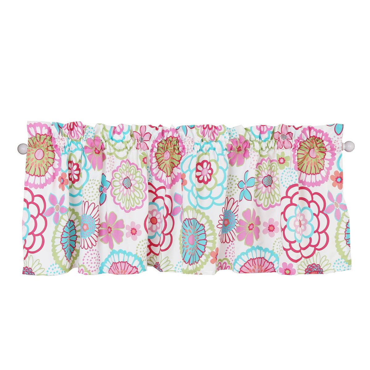 Reversible quilt bedding set bed skirt with gathered top and bright floral print