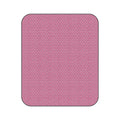Picnic blanket with pink and purple tiny heart pattern, rounded edges