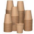 Unbleached kraft hot coffee cups, stacked assortment of paper cups
