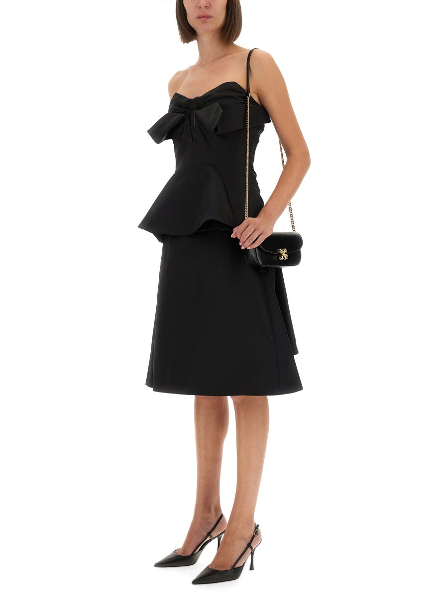 Alexander Mcqueen black strapless corset top with bow detail and layered peplum