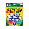 Crayola washable markers set with 8 classic broad-line colors, ultraclean