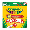 Crayola broad line markers set, 10 classic colors in retail box