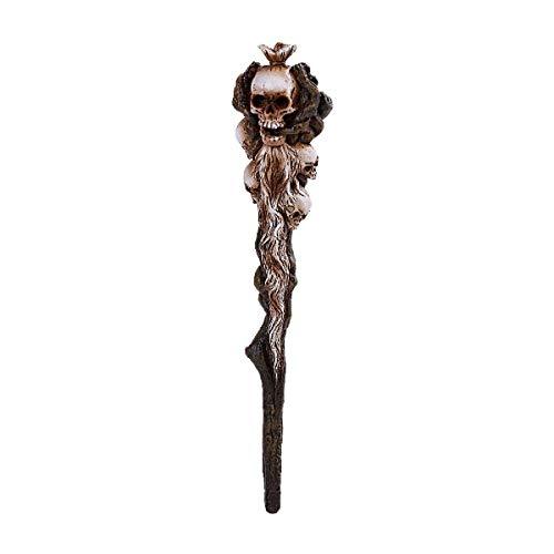 Skull magic wand with brown skull head and long staff