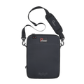Insulated dark navy tablet and laptop crossbody case with adjustable shoulder strap