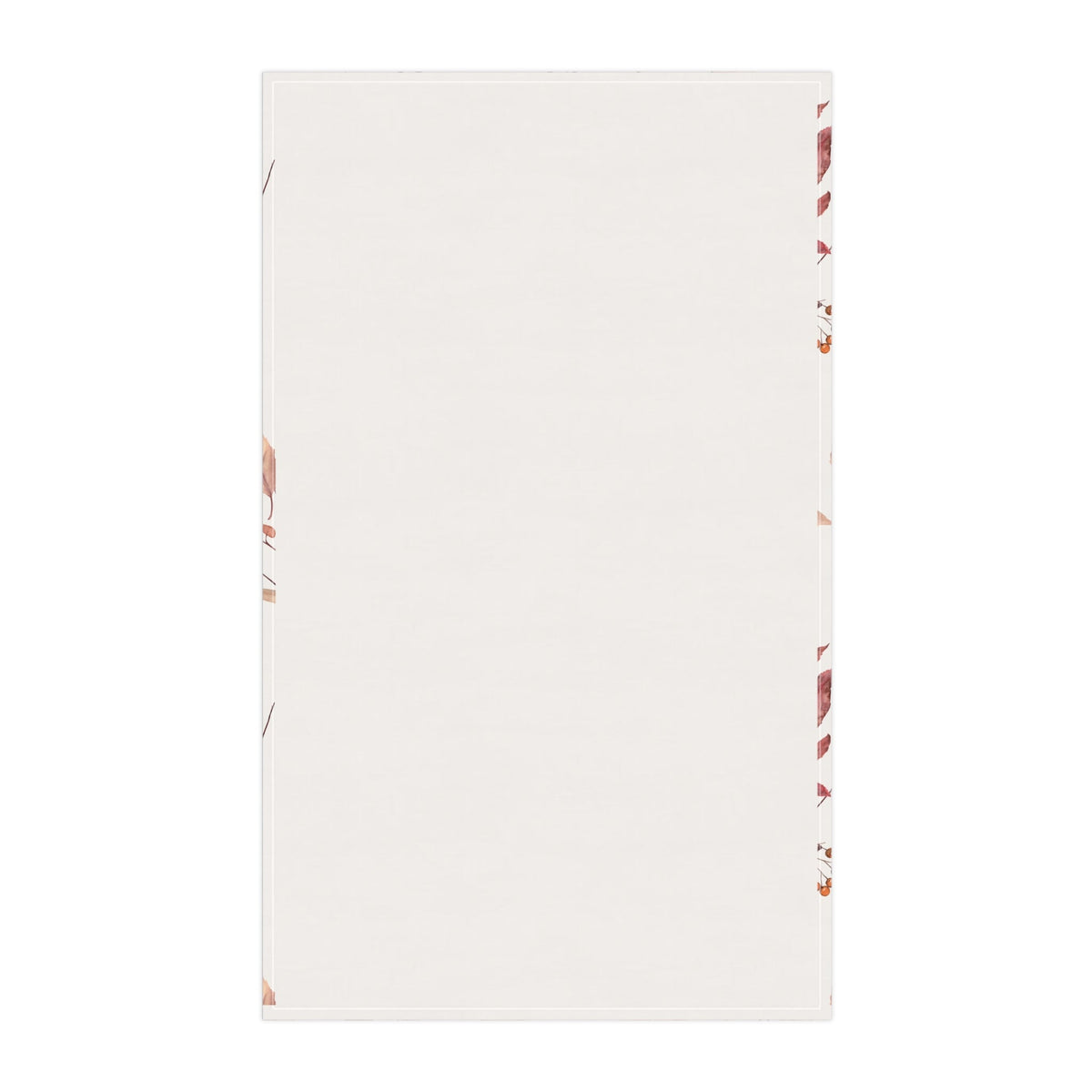 Plain white tea towel with small fall print border along edges
