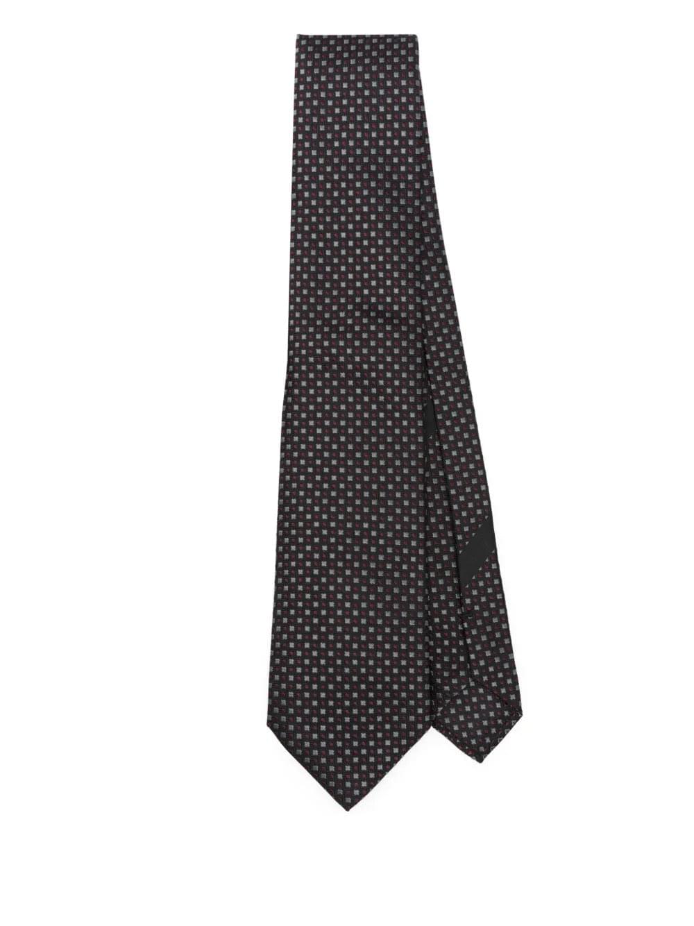 Dolce & Gabbana men’s silk tie, dark gray geometric pattern