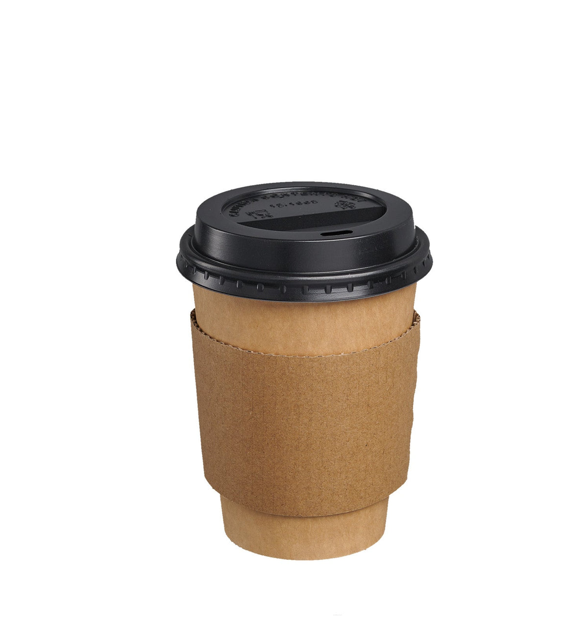 Single kraft paper hot coffee cup with black snap-on lid