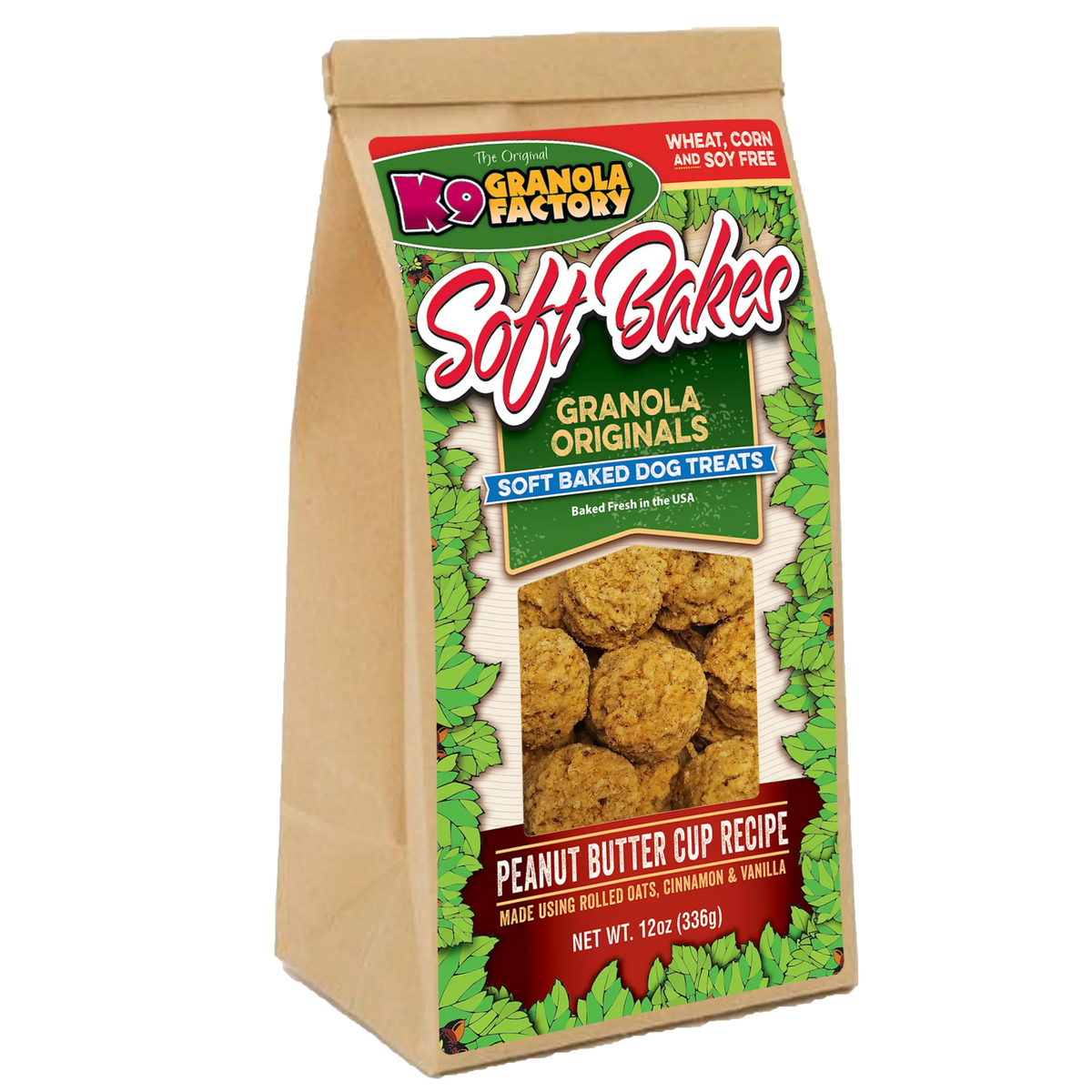 Dog treat bag of Soft Bakes originals, peanut butter cup recipe, 12 oz
