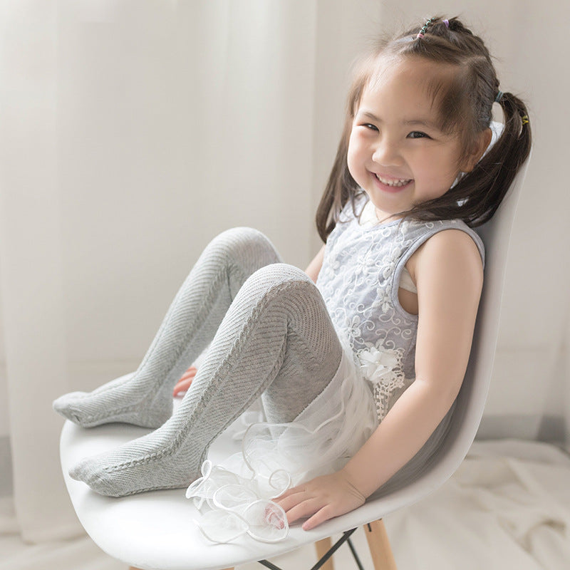 Children's anti-mosquito socks, light grey sheer knit with striped texture