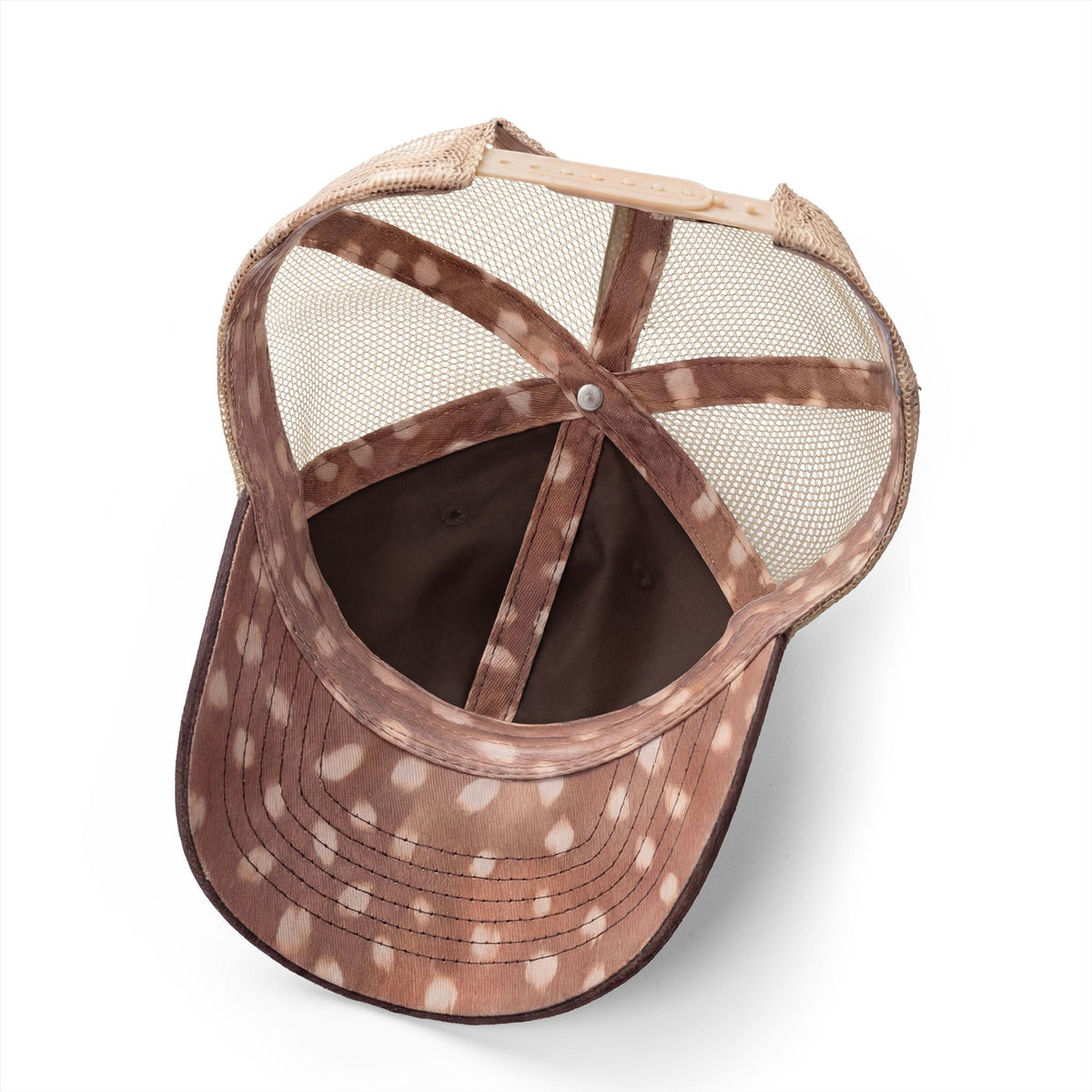 Chocolate and cream leopard-pattern ponytail cap with mesh back