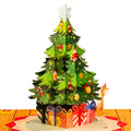 Pop-up Christmas tree card with layered green tree and gift box base