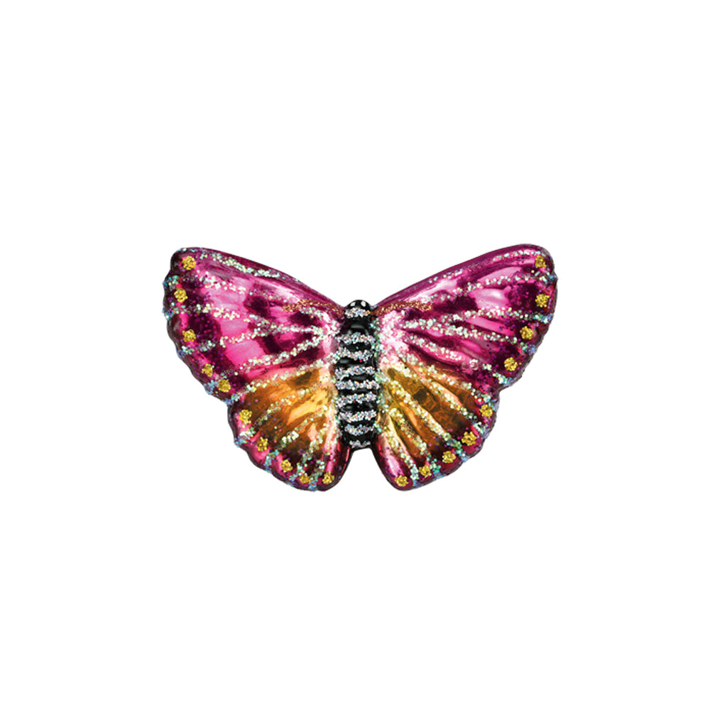 Mini garden ornament: iridescent multicolor butterfly ornament with glitter body