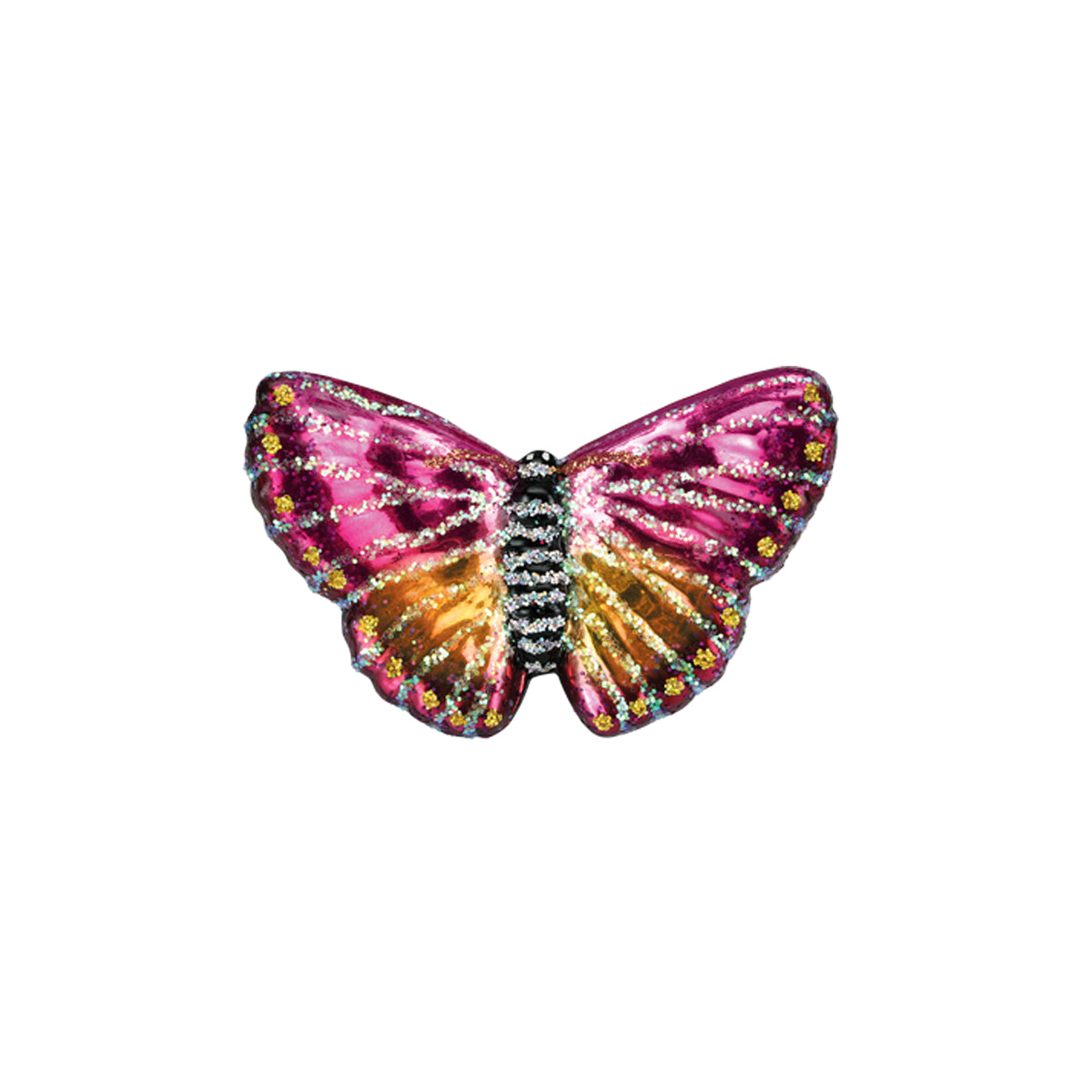 Mini garden ornament: iridescent multicolor butterfly ornament with glitter body
