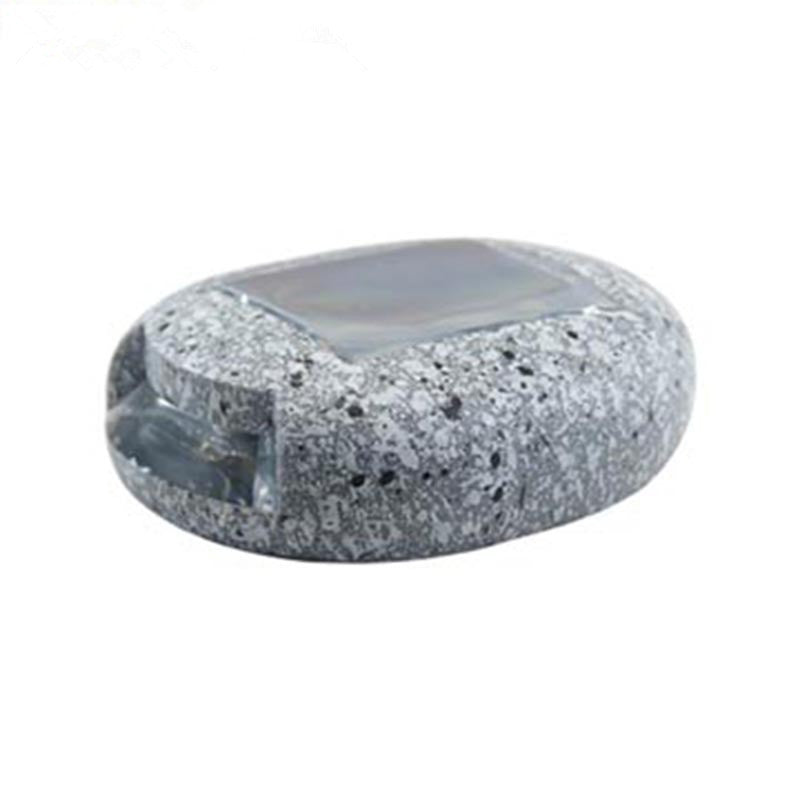 Grey speckled oval solar garden lamp with clear top lens cover
