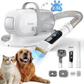 White pet grooming vacuum kit with hose, clipper, brush attachments and nozzle