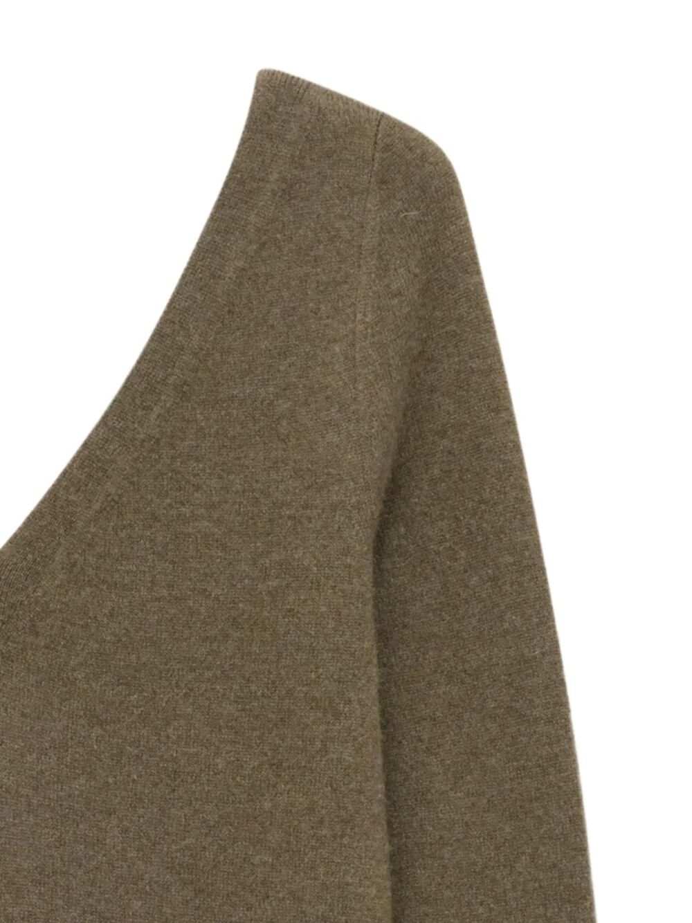 Olive green cashmere sweater sleeve detail with ribbed cuff
