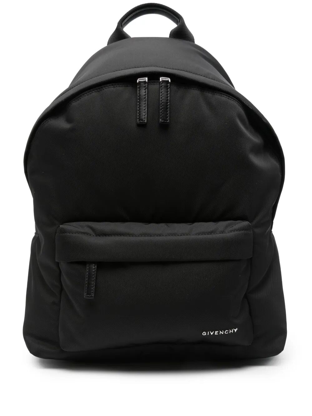 Givenchy black nylon backpack with front zip pocket and top handle