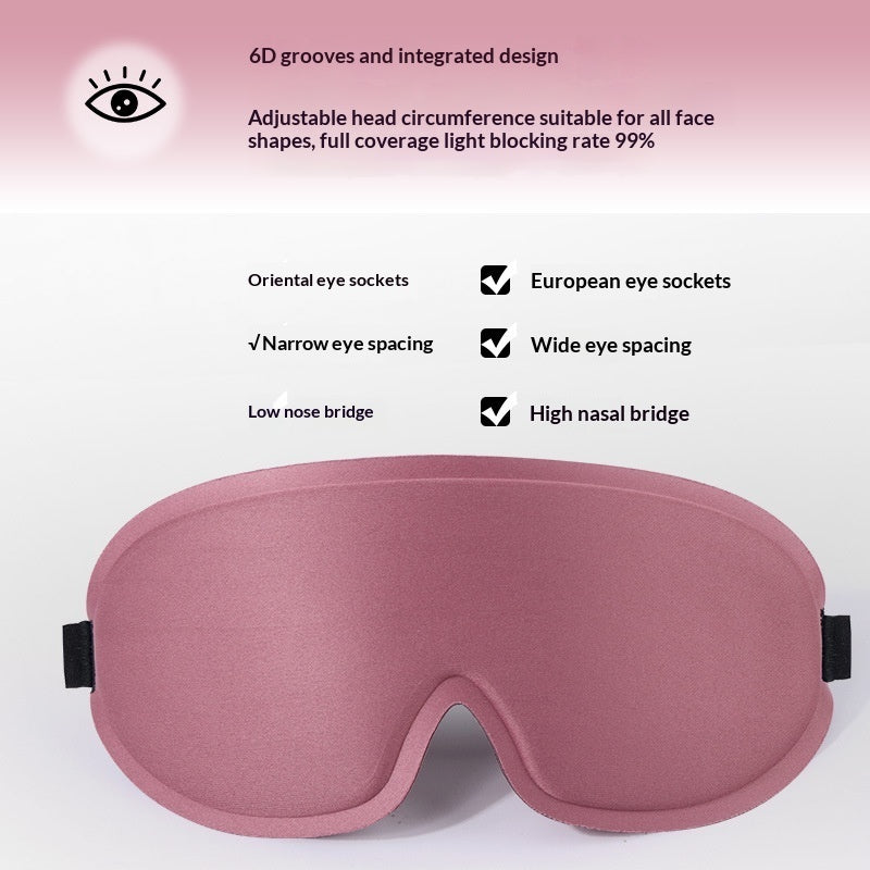 3D blackout sleep mask in dusty pink with contoured eye cups and side straps