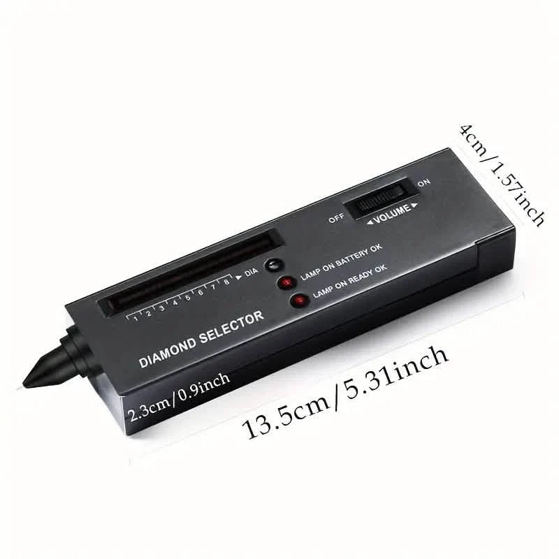 Black diamond selector tester pen with ON/OFF and volume controls, measurement scale
