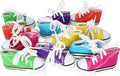 Mini bird sneakers in assorted colors with white laces and rubber toe caps